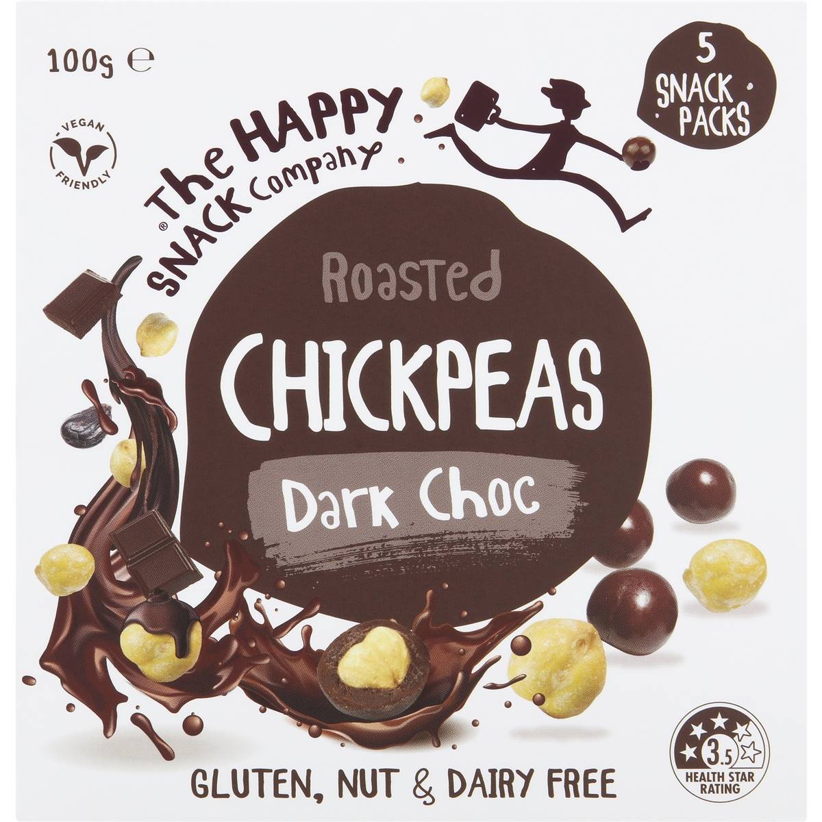 The Happy Snack Company Chickpeas Dark Choc 5 Pack