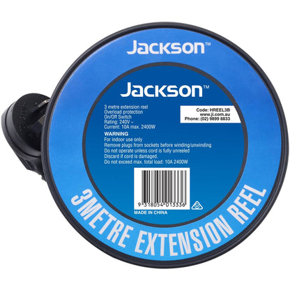 Jackson 3 Meter Power Outlet Extension Lead Reel Each