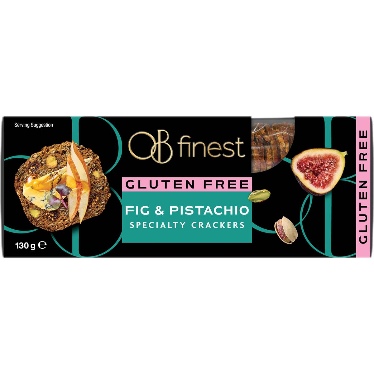 OB Finest Gluten Free Speciality Crackers Fig & Pistachio 130g