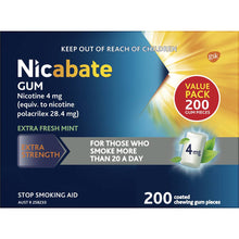 Nicabate Quit Smoking Chewing Gum Extra Strength 4mg Nicotine 200 Pack