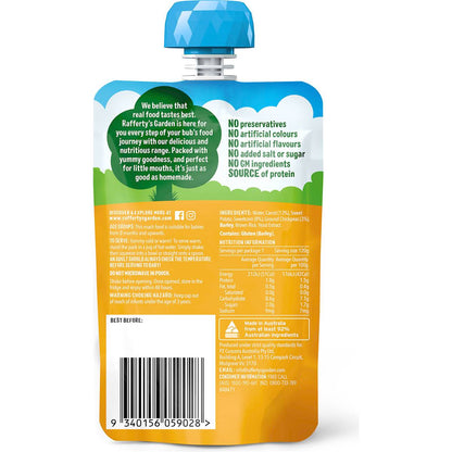 Rafferty's Garden Baby Food Pouch Chickpea, Corn & Carrot Protein 8+ Months 120g