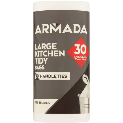 Armada Kitchen Tidy Bags With Handles Large Roll 30 Pack