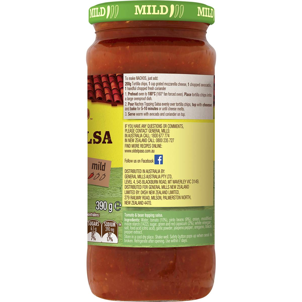 Old El Paso Nachos Salsa Topping Mild Mild 390g