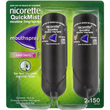 Nicorette Quit Smoking Quickmist Nicotine Mouth Spray Coolberry 2 x 150 Pack