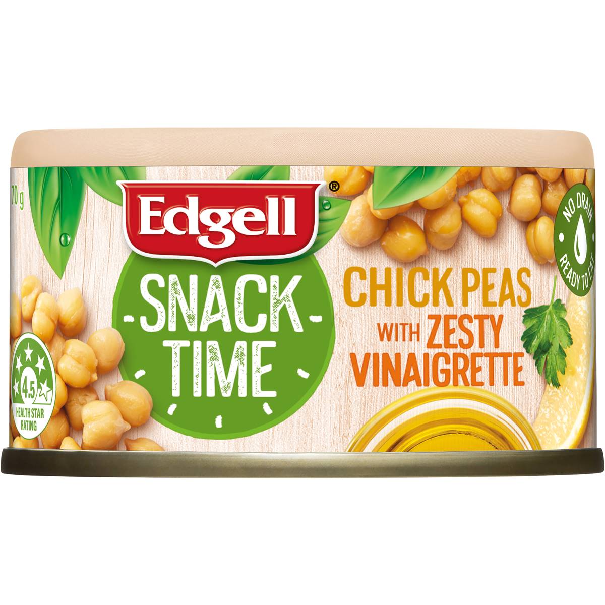 Edgell Snack Time Chickpeas Salad Topper With Zesty Vinaigrette 70g