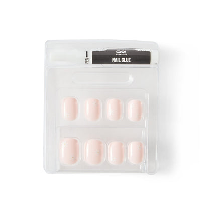 OXX Cosmetics 24 Pack Artificial Nails with Adhesive - Short Square Shape, Daisies