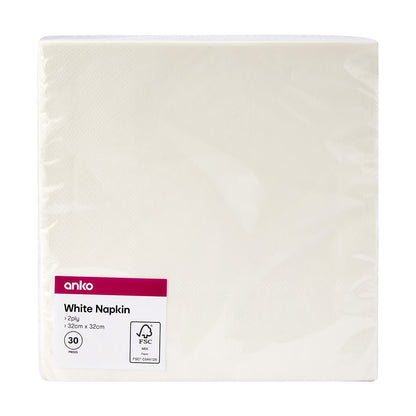 30 Pack White Napkins