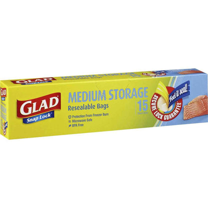 Glad Resealable Medium Storage Bags 15 pack