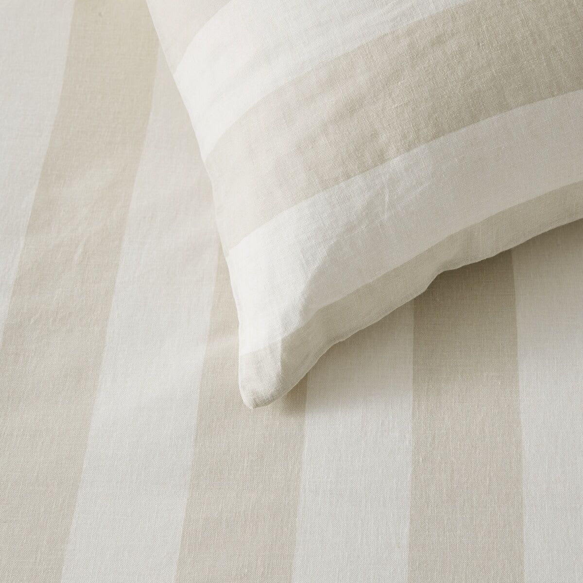 Stripe Linen Cotton Quilt Cover Set - Queen Bed, Natural