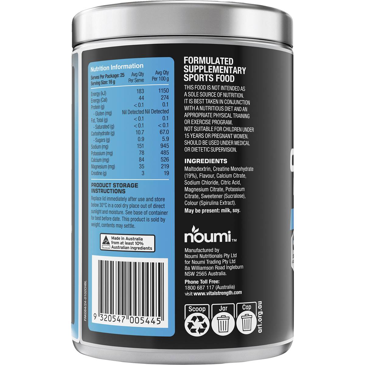 Vital Strength Creatine+ Hydration Blue Lemonade 400g