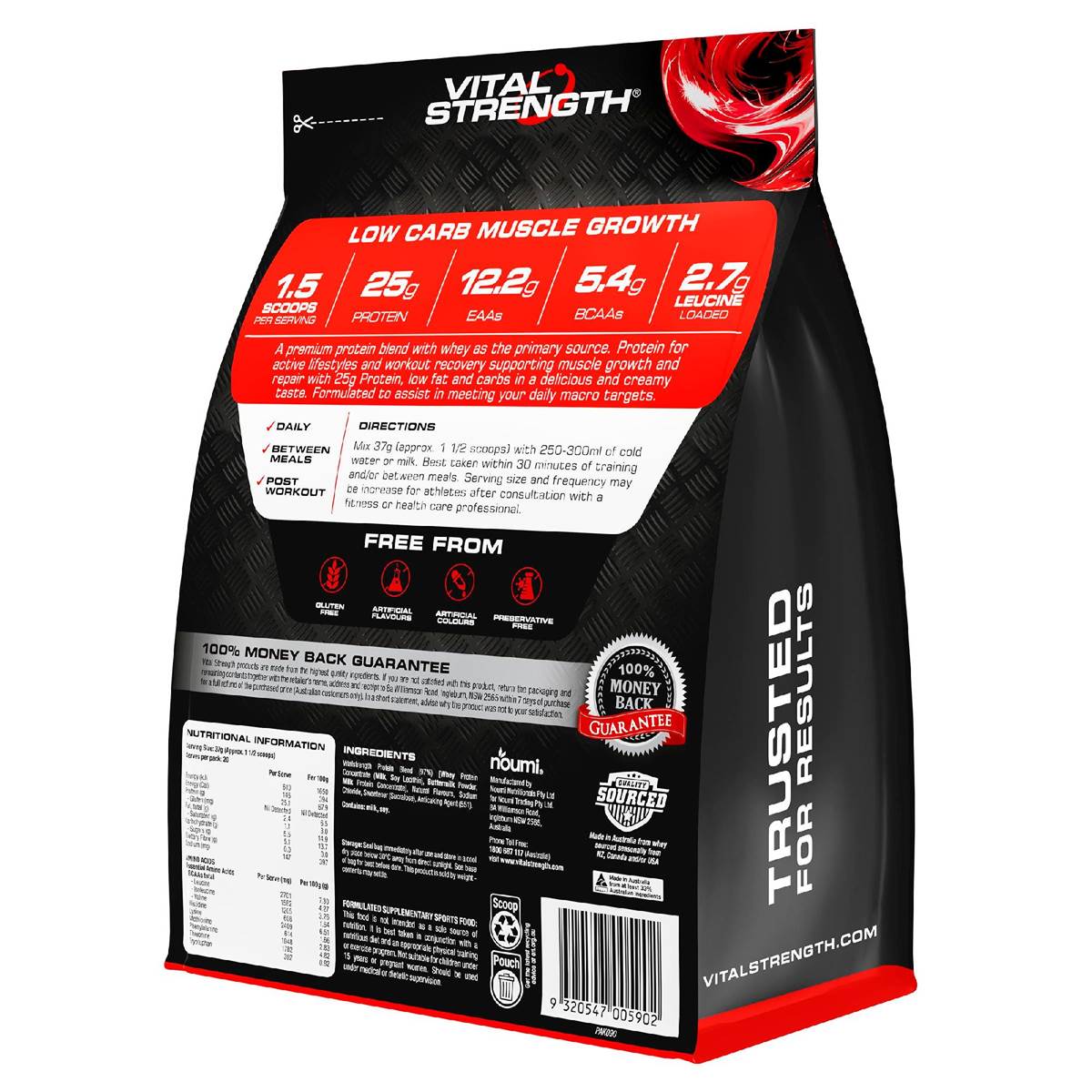 Vital Strength Whey Protein Powder Vanilla Low Carb 750g