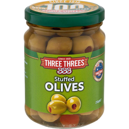 Three Threes Olives Stuffed 250g