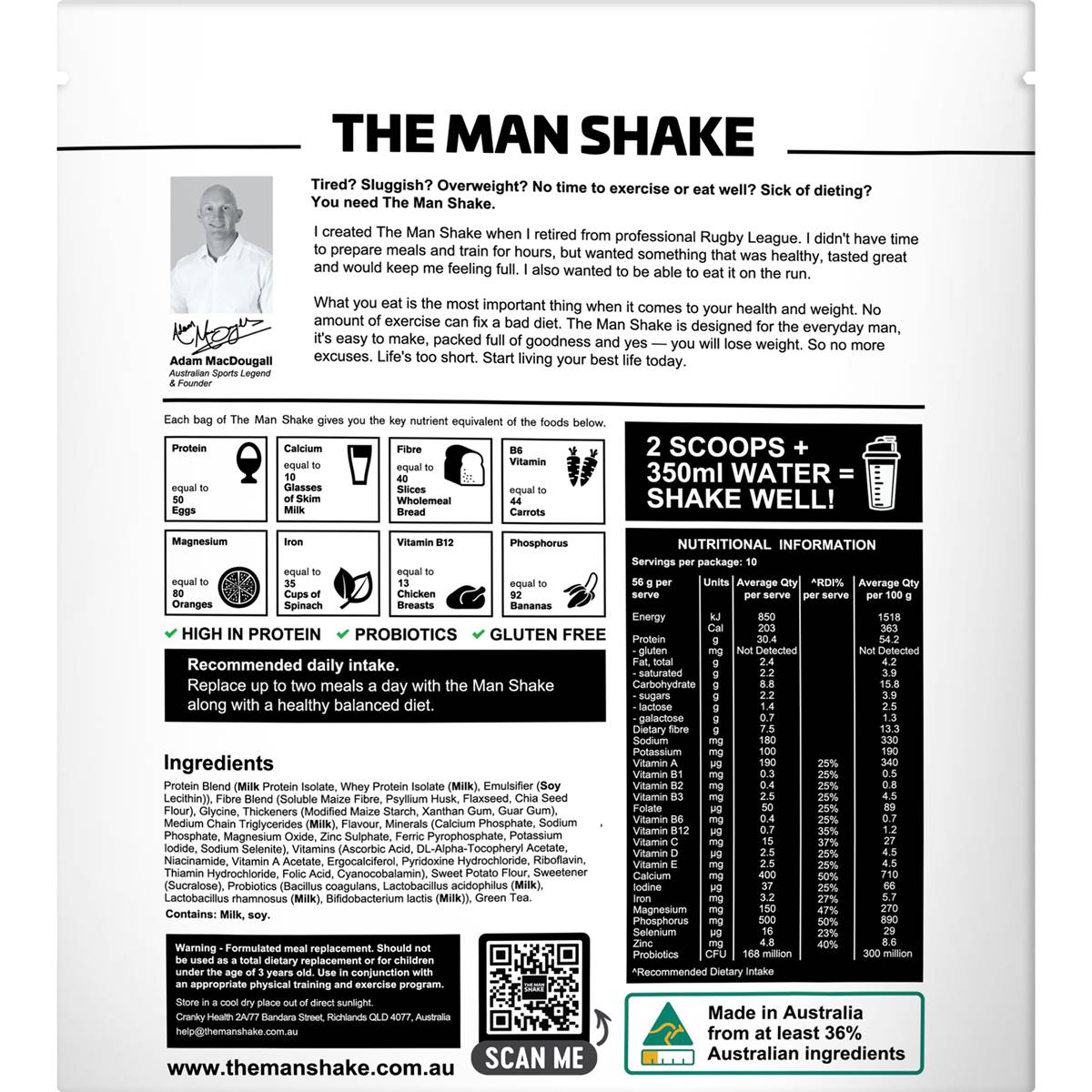 The Man Shake Diet High Protein Low Sugar Banana Meal Replacement 560g