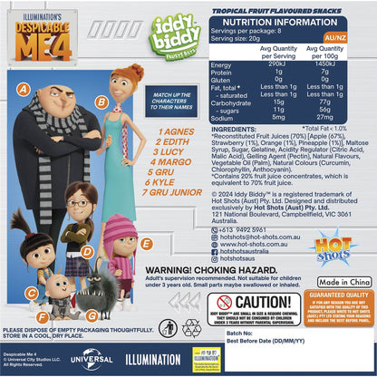 Iddy Biddy Fruit Snacks Tropical 20g x8 Pack