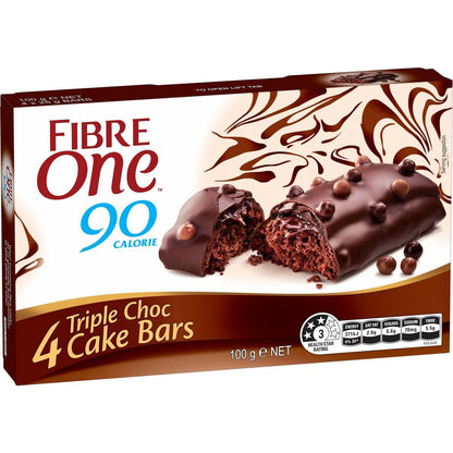 Fibre One 90 Calorie Triple Choc Cake Bars 25g x 4 pack