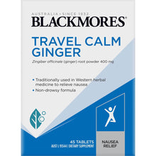 Blackmores Travel Calm Ginger Anti-Nausea Vitamin Tablets 45 Pack