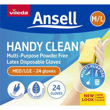 Vileda Ansell Handy Clean Latex Multi-Purpose Gloves m/l 24 Pack