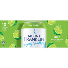 Mount Franklin Lightly Sparkling Water Lime Multipack Cans 375ml x10 Pack