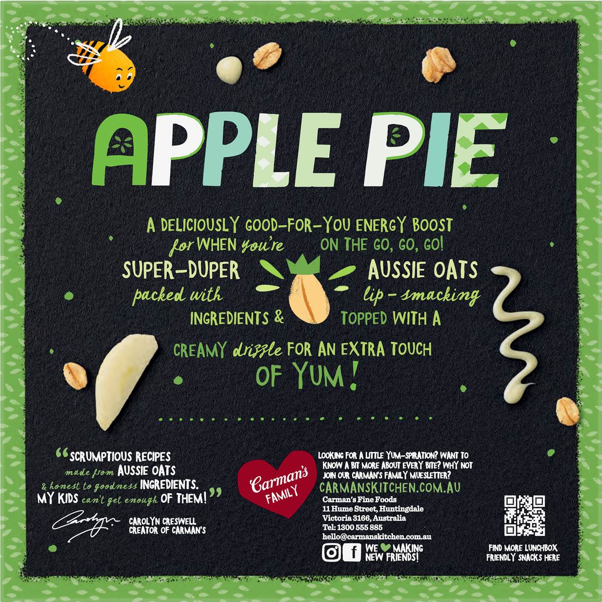 Carman's Aussie Oat Bars Apple Pie 6 pack