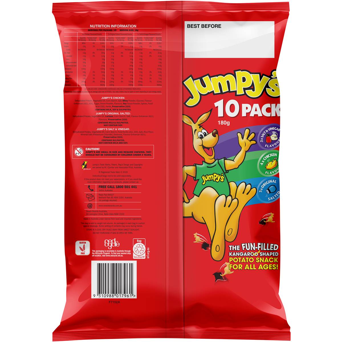 Jumpy's Variety Potato Chips MultiPack School Snacks 10 pack