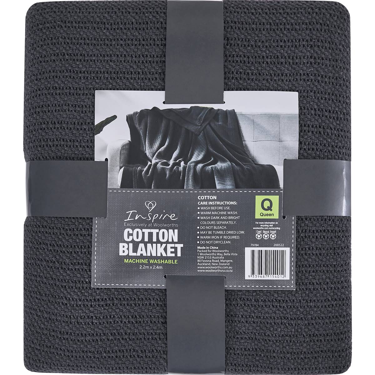 Inspire Cotton Blanket Queen Assorted Each