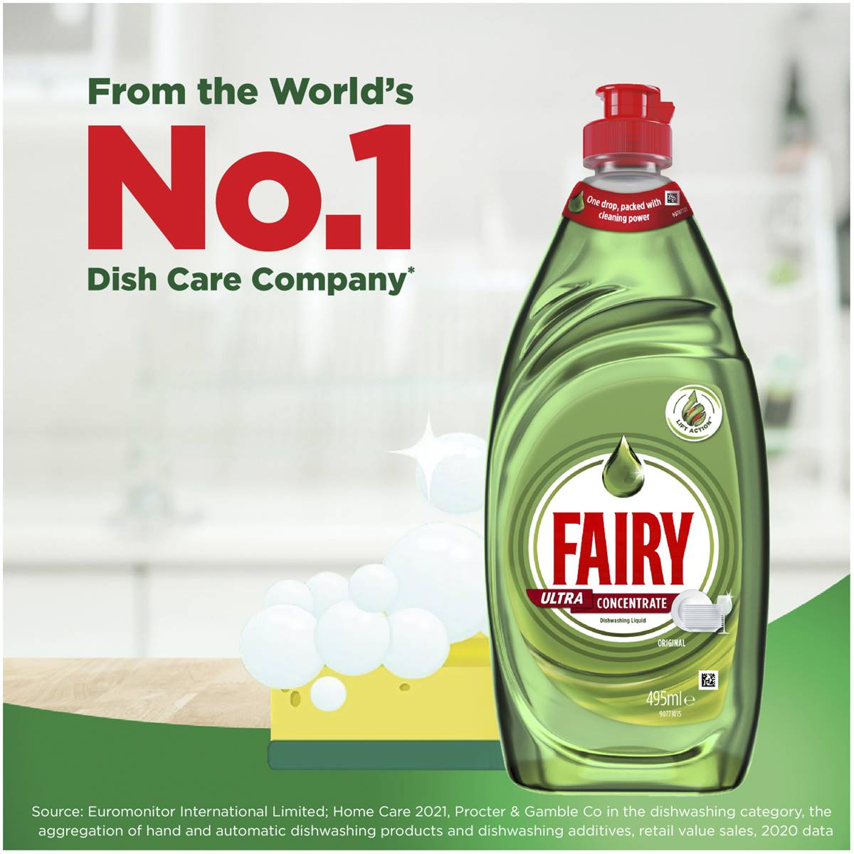Fairy Ultra Concentrate Original Dishwashing Liquid 495ml