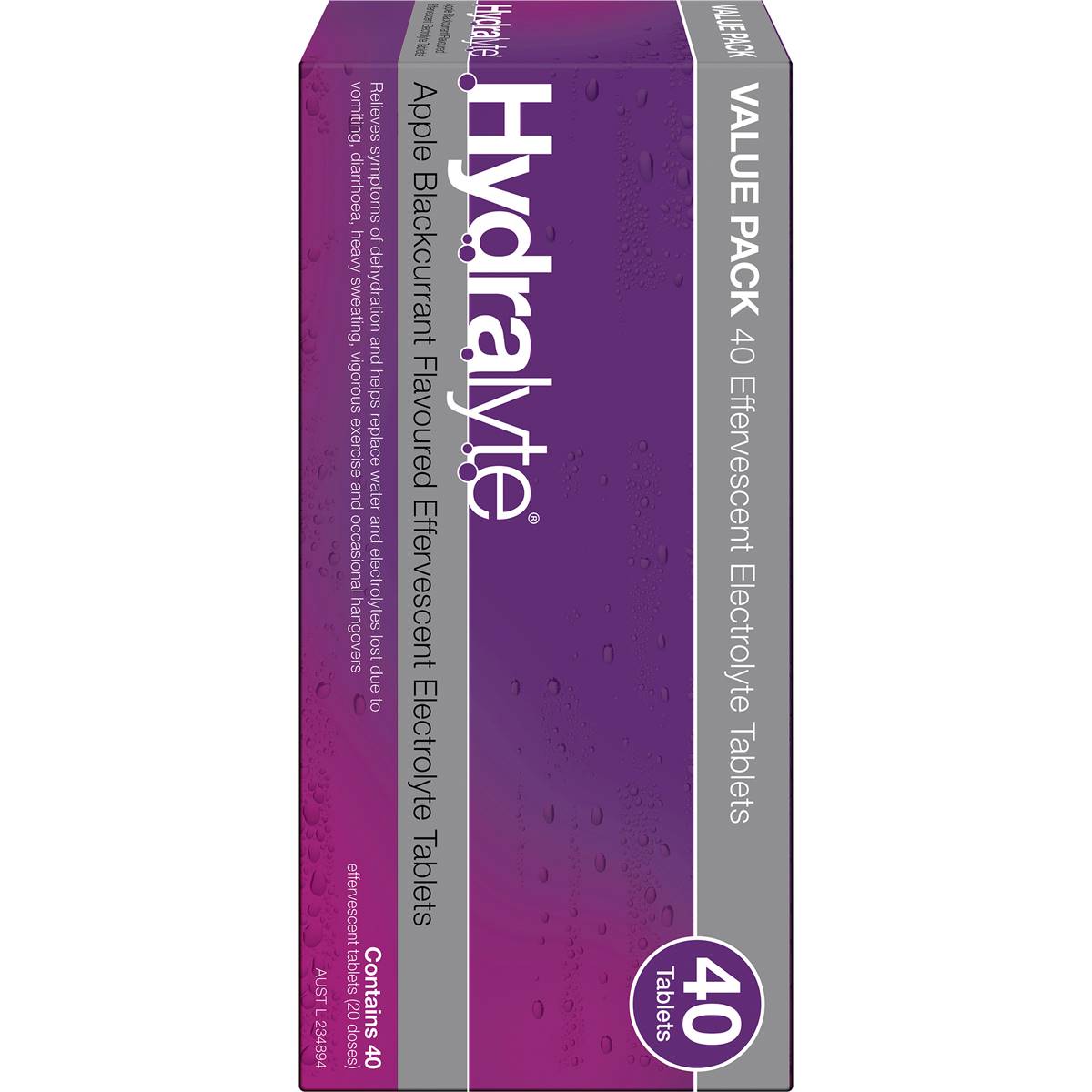 Hydralyte Effervescent Electrolyte Tablets Apple Blackcurrant 40 Pack
