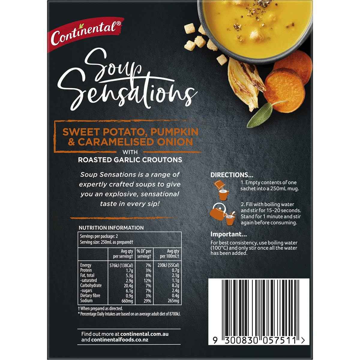 Continental Soup Sensations Sweet Potato Pumpkin & Caramelised Onion 63g