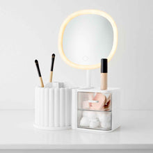 Cosmetic Organiser with Mirror - White