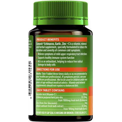 Cenovis Echinacea Garlic Zinc & Vitamin c For Immune Support 60 Pack