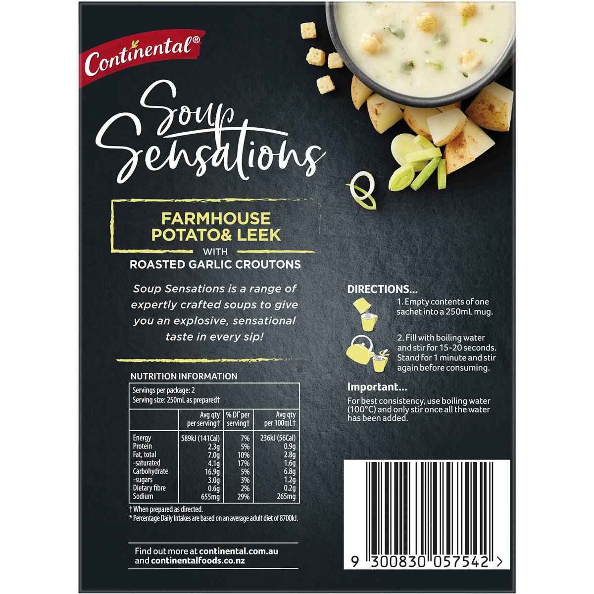 Continental Soup Sensations Farmhouse Potato & Leek Serves 2 60g
