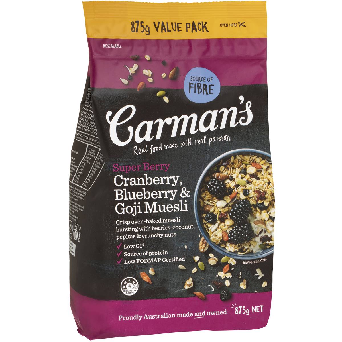 Carman's Muesli Toasted Super Berry, Cranberry & Blueberry 875g