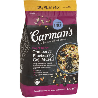 Carman's Muesli Toasted Super Berry, Cranberry & Blueberry 875g