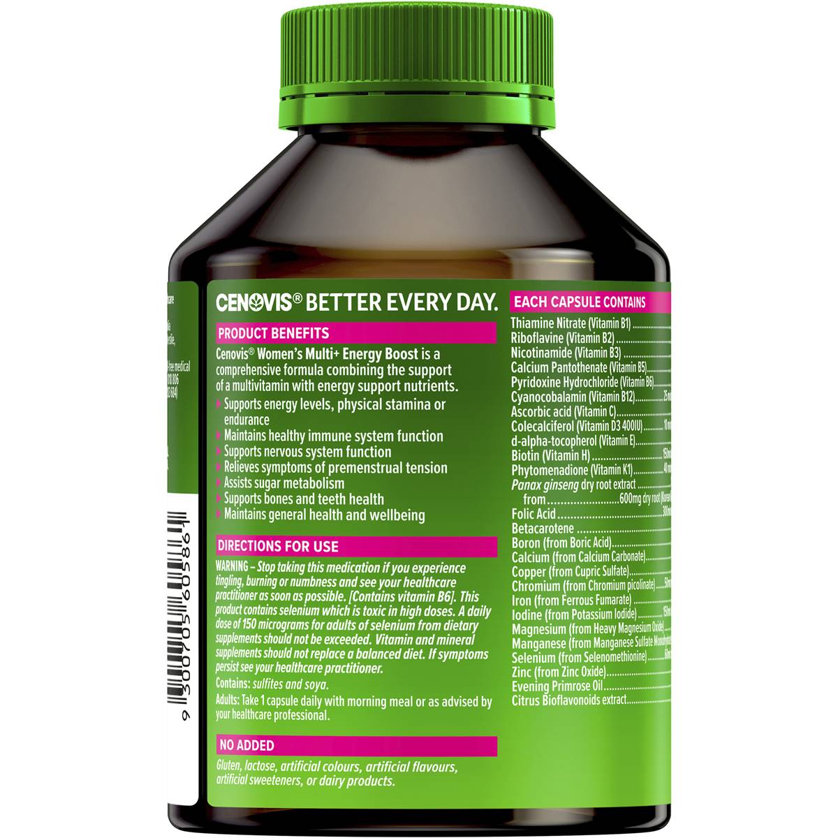 Cenovis Once Daily Women's Multi + Energy Boost Capsules 100 Pack