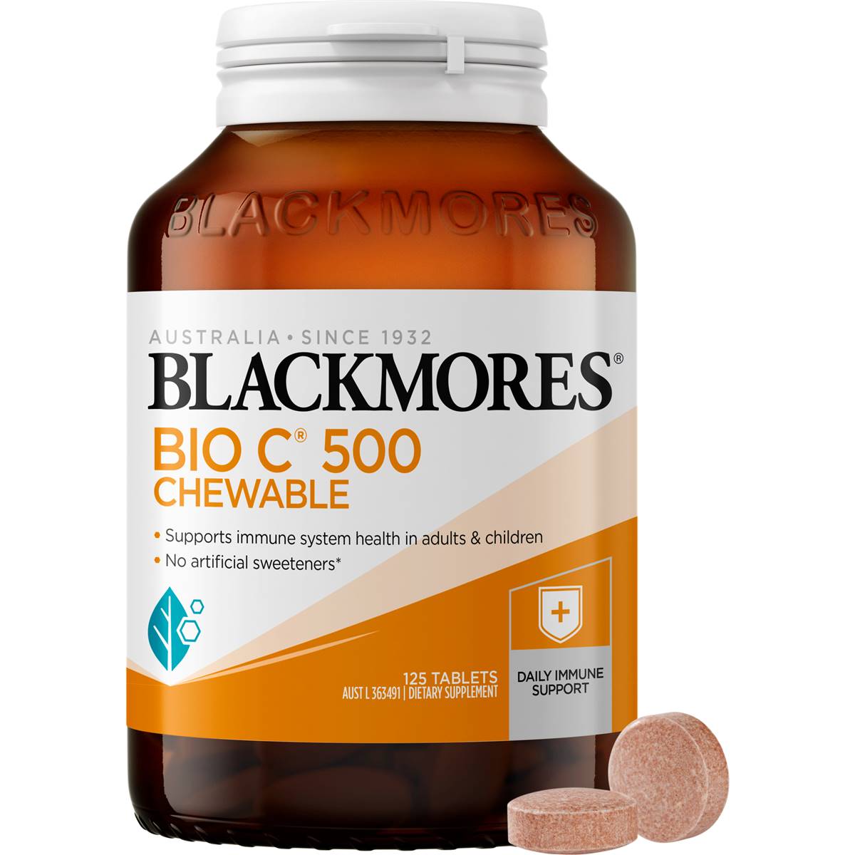 Blackmores Bio c 500mg Chewable Vitamin c Immune Support Tablets 125 Pack
