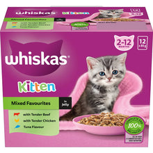 Whiskas Kitten 2-12 Months Wet Cat Food Mixed Favourites In Jelly 85g x 12 pack
