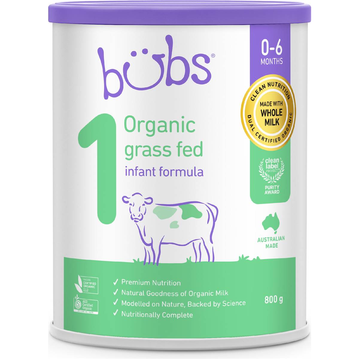 Bubs Organic Grass Fed Infant Formula Stage 1 800g