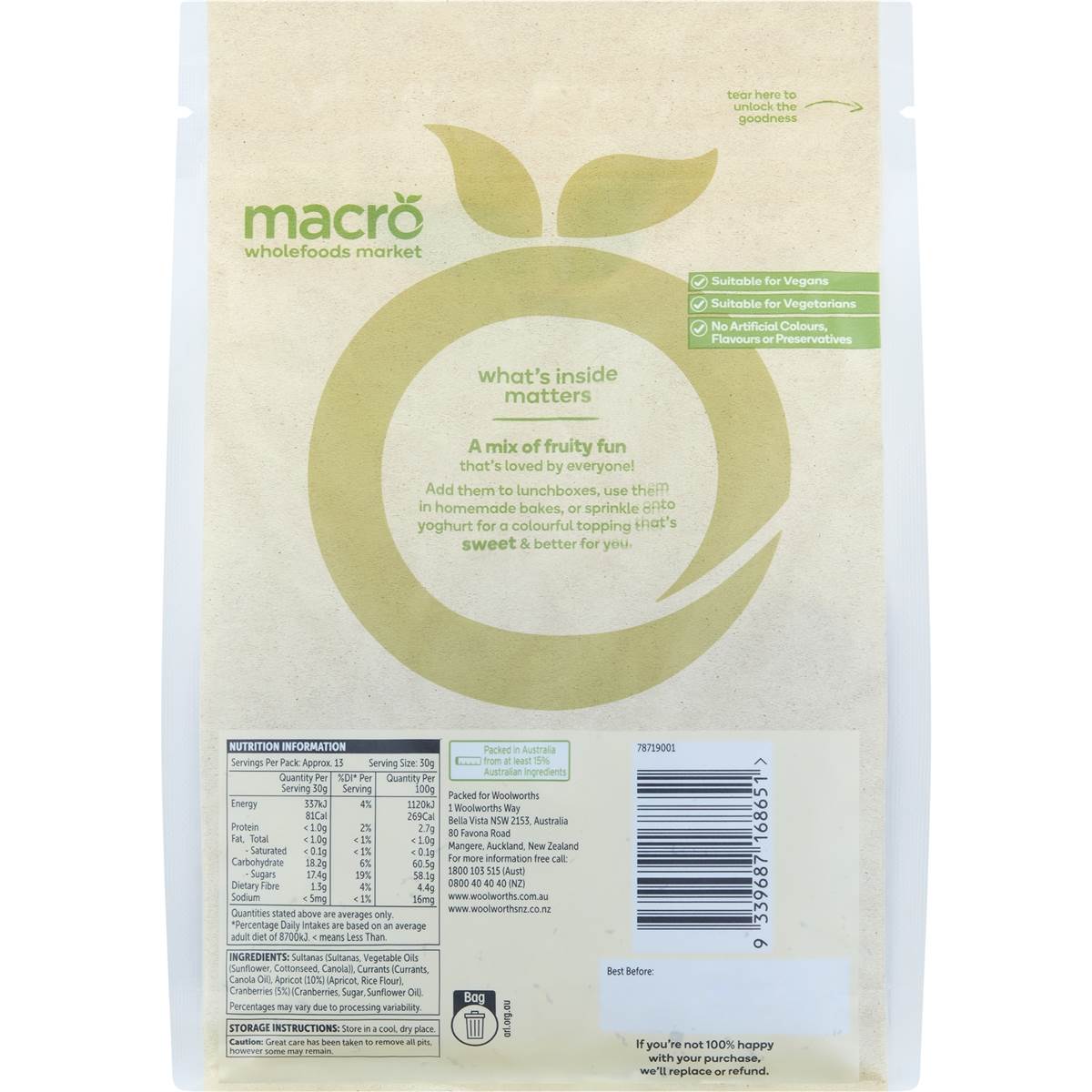 Macro Dried Mixed Fruit 400g