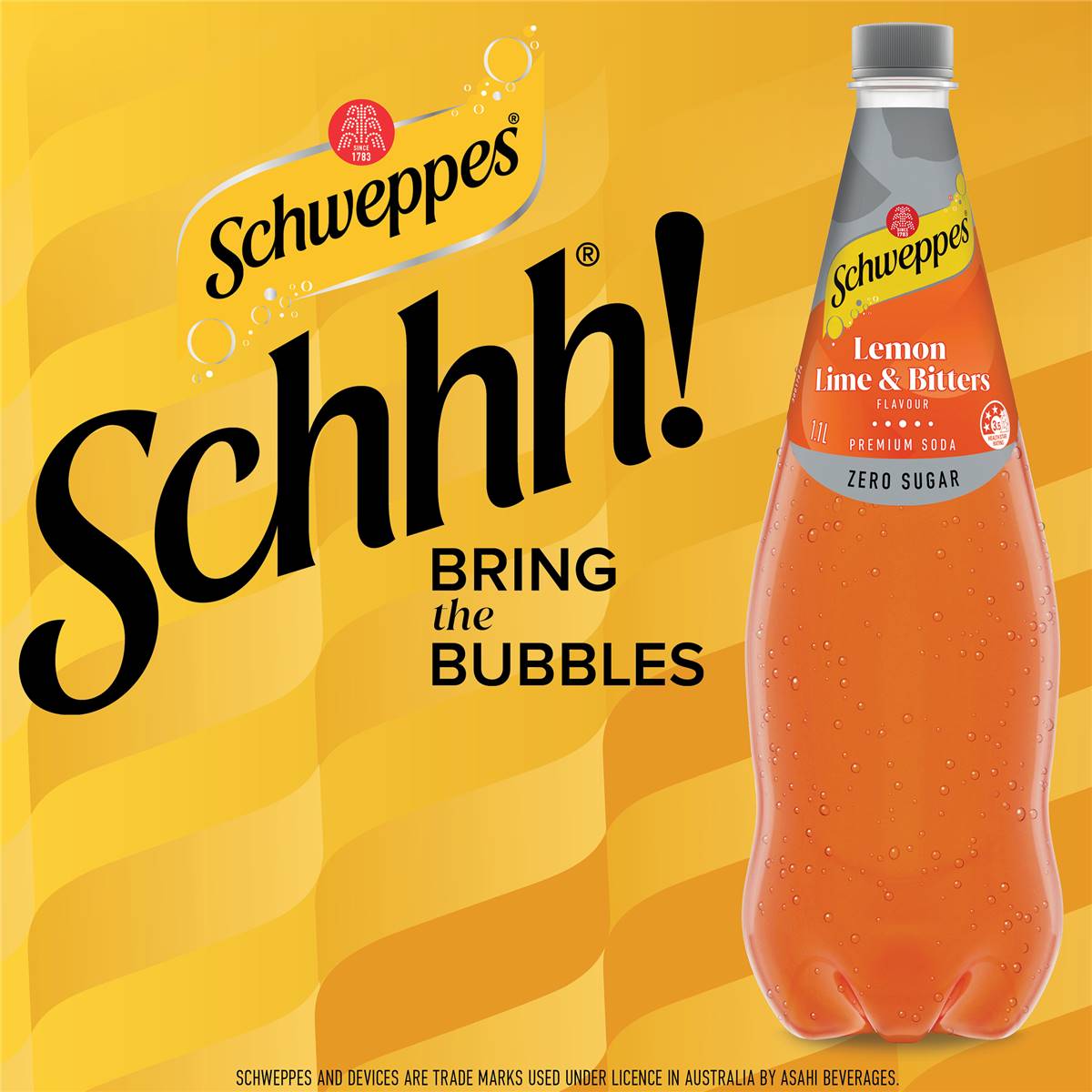 Schweppes Zero Sugar Mixers Lemon Lime & Bitters Soft Drink 1.1l