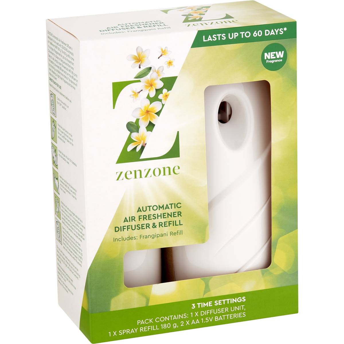 ZenZone Automatic Air Freshener Diffuser & Refill Frangipani Each