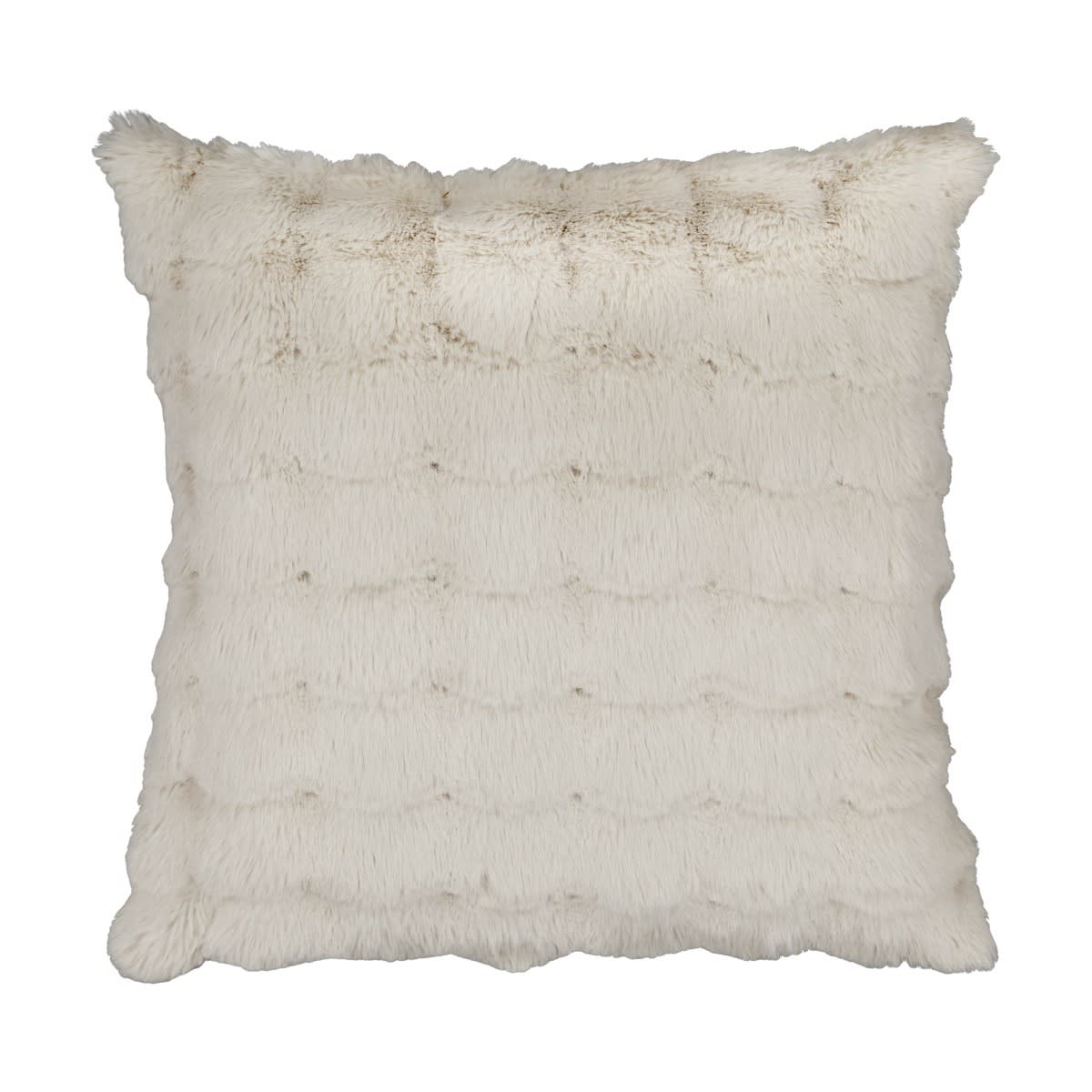 60cm Wave Faux Fur Cushion - Taupe
