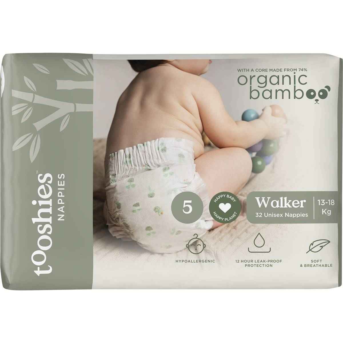 Tooshies ECO Nappies Size 5 Walker 32 pack