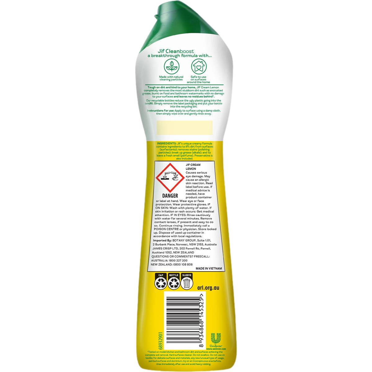 Jif Cream Cleanser With Micro Particles Lemon 500ml