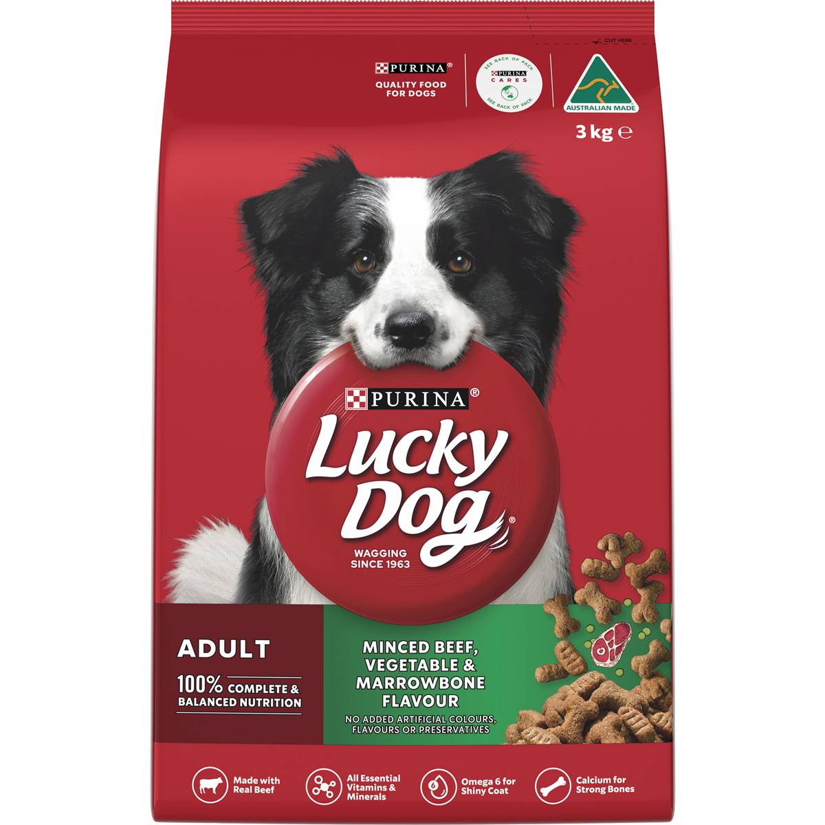 Lucky Dog Adult Minced Beef, Vegetable & Marrowbone Dry Dog Food 3kg