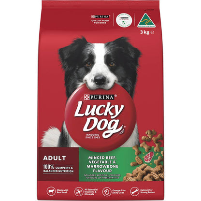 Lucky Dog Adult Minced Beef, Vegetable & Marrowbone Dry Dog Food 3kg