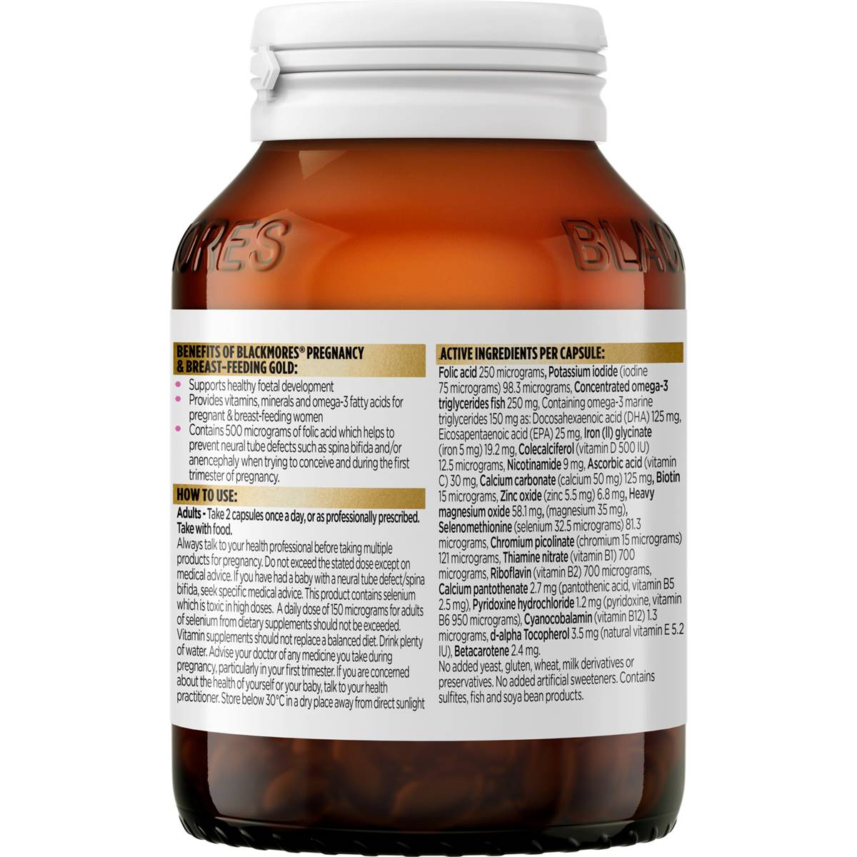 Blackmores Pregnancy & Breastfeeding Gold Vitamin Capsules 60 Pack