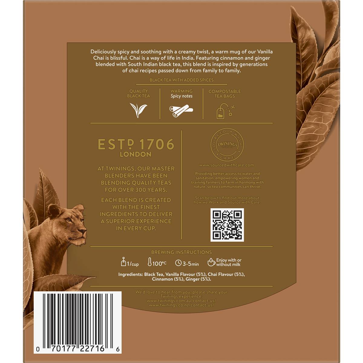 Twinings Chai Vanilla Tea Bags 80 Pack