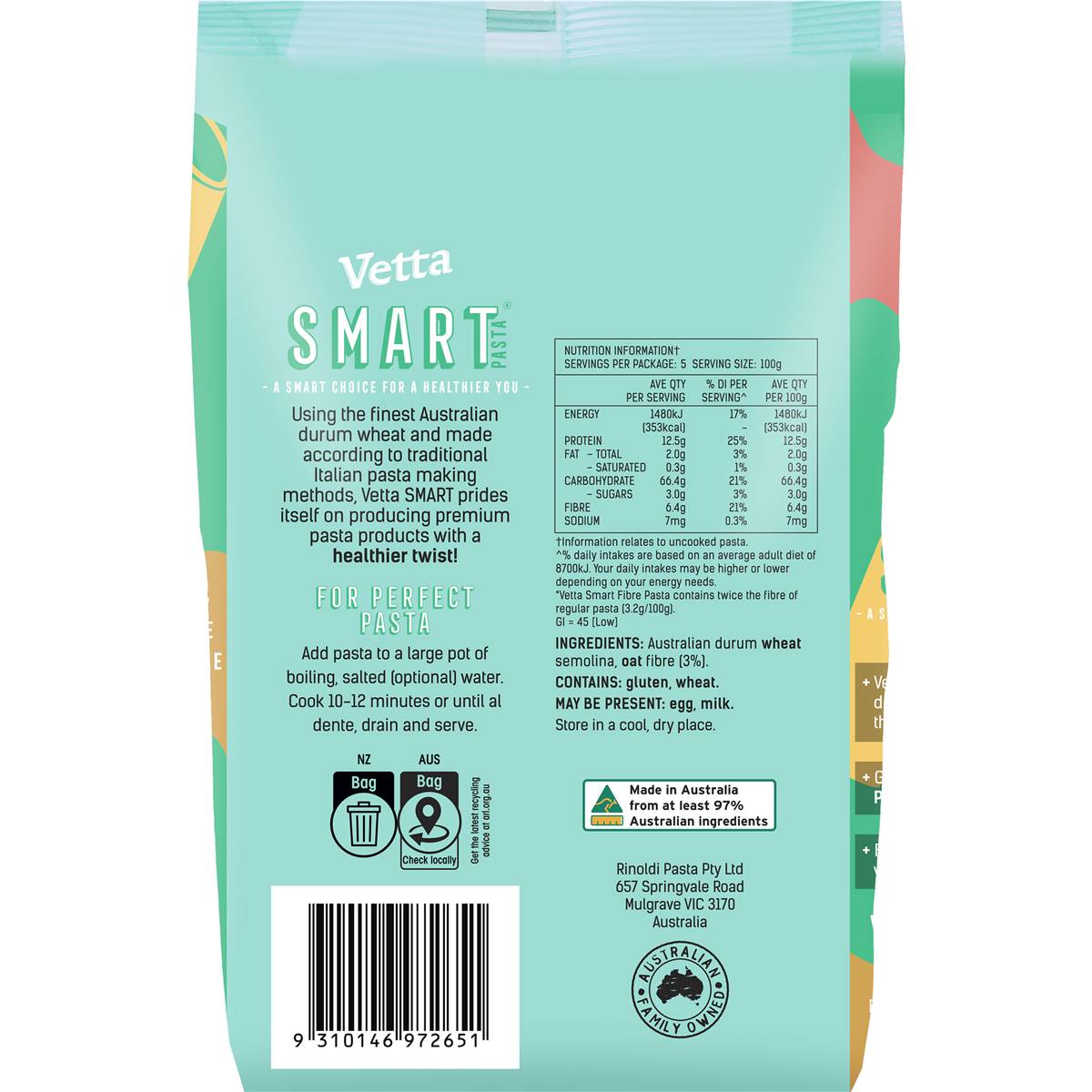 Vetta Smart Fibre Penne Pasta 500g