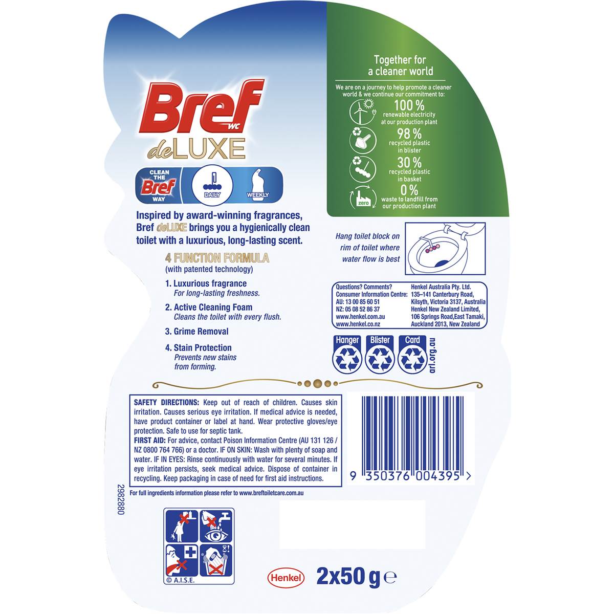 Bref Deluxe Delicate Magnolia Toilet Cleaner Block 50g x 2 pack