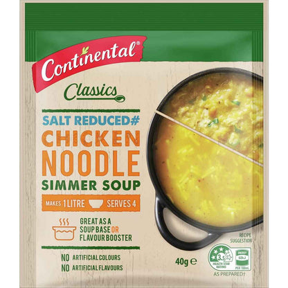 Continental Classics Simmer Soup Chicken Noodle Salt Reduced 40g